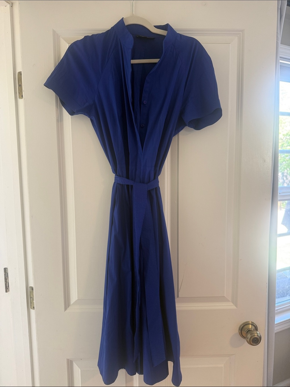 Lafayette 148 New York Cobalt Blue Shirt Dress with Tie Waist